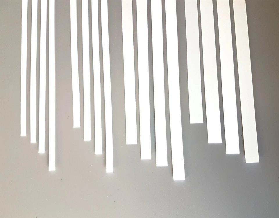 Plasticard Strips 350mm Long White Matt/Matt 0.25 to 1mm Thick 5 6 10 12mm Wide - Image 3 of 4