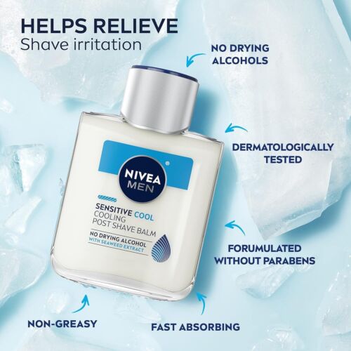 Nivea Men Sensitive Cooling Post Shave Balm 3.3 fl oz (100 ml): 3 packs - Picture 2 of 2