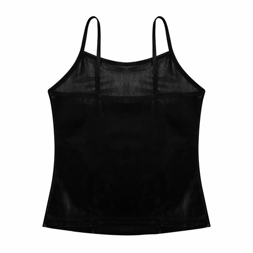 Girl Metallic Dance Tank Kids Camisole Shorts Sports Top Shiny Stage Dancewear - Picture 71 of 108