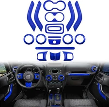 Blue 18PCS Full Set Interior Decoration Trim Kit for Jeep Wrangler JK JKU 11-18