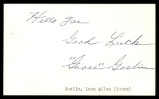 Goose Goslin Baseball Index Card Signed Auto Autograph (no COA) *g1