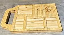 Charcuterie Board Engraved Monogram Letter B Cheese Tray Amber Color Wood 8 x 12