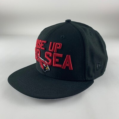 Arizona Cardinals NFL Black New Era Rise Up Red Sea Fitted Hat Mens 7 5/8