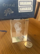 Vintage Optical Globe On Hands Crystal NIB 3”x 2” Paperweight Great Grad Gift!