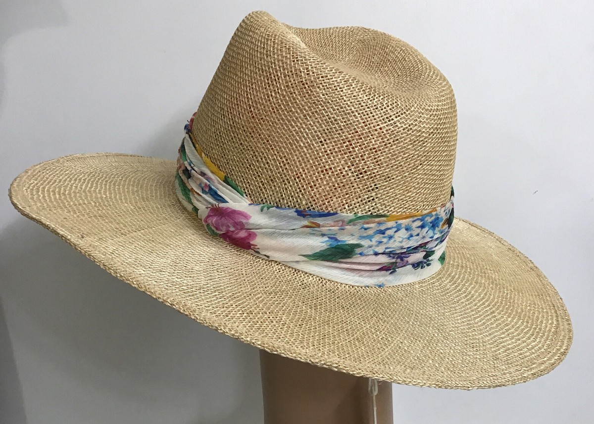 Womens Summer Hat - White Trim - Floral Hand Sewn Beads - BRAND NEW Sun Straw Hat Wide Brim Women Floral lavender Beach Hat  main image 2