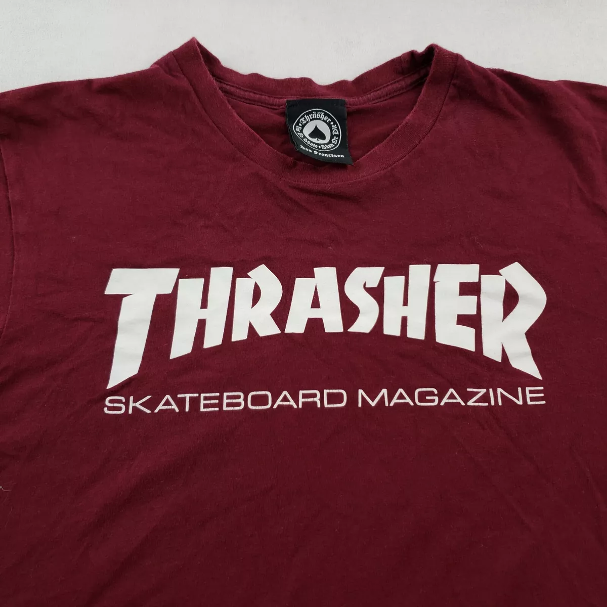 Vintage Thrasher Skateboard Magazine Crew Neck T Shirt Maroon Burgundy Men XS eBay