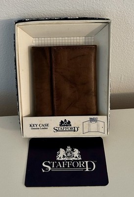 Vintage Stafford Key Case Brown Leather Tri-Fold 3'' x 4'' Money Holder
