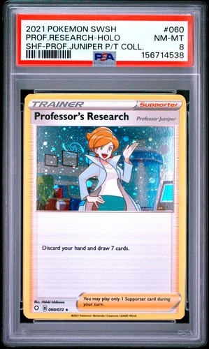 2021 POKEMON SWORD & SHIELD SHINING FATES #060 PROFESSOR'S RESEARCH-HOLO PSA 8