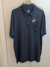 Dominos Pizza Polo Shirt Size L Blue Employee Short Sleeve Delivery Gear