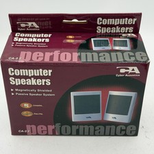 Cyber Acoustics CA-2.2 Computer Speakers Pair Magnetically Shielded Beige NIB