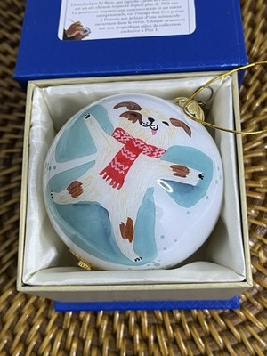 Pier 1 Li Bien 2018 Dog Let It Snow Glass Christmas Ornament INCLUDES BOX 