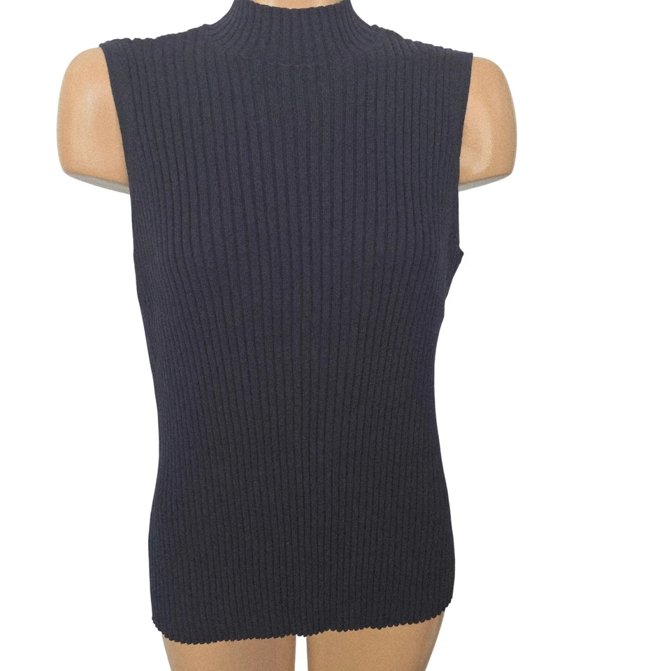 Top sin mangas Venezia Jeans Clothing Co. azul marino acanalado cuello falso talla grande 18/20 Foto 2 de 4