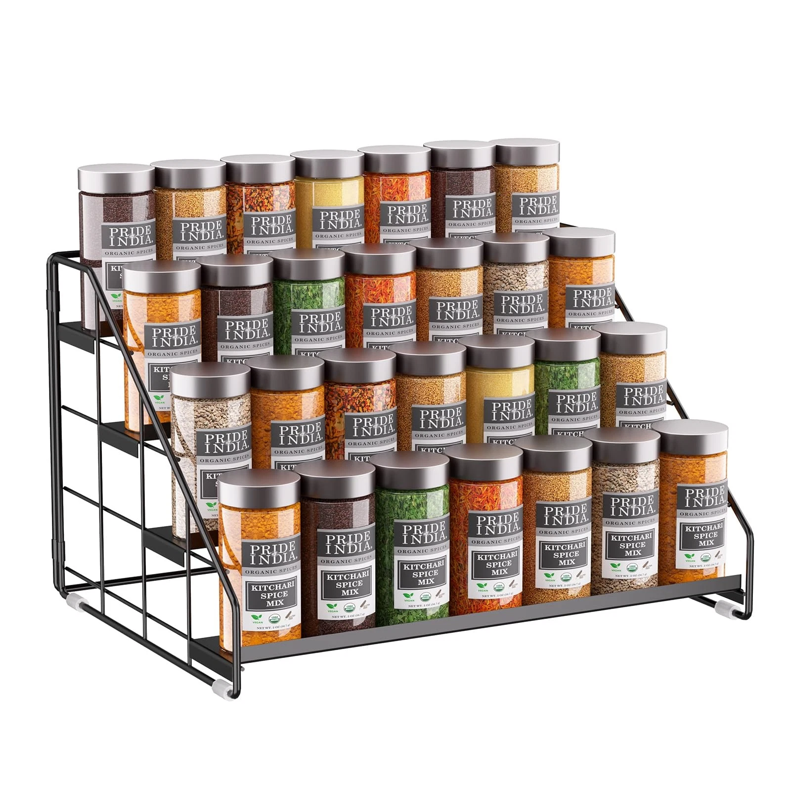 Spice Rack Organizer for Cabinet, 4 Tiered Spice Rack Organizer, Tiered Adjus...