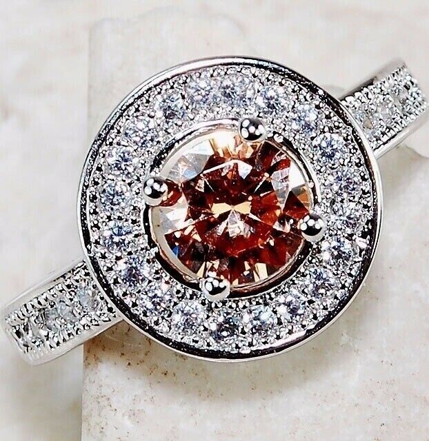 2CT  Padparadscha 925 Sterling Silver Ring Sz 6 U3-7