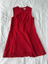 Calvin Klein Sleeveless A Line Dress 14W Bright Red Fit & Flare Cocktail Party