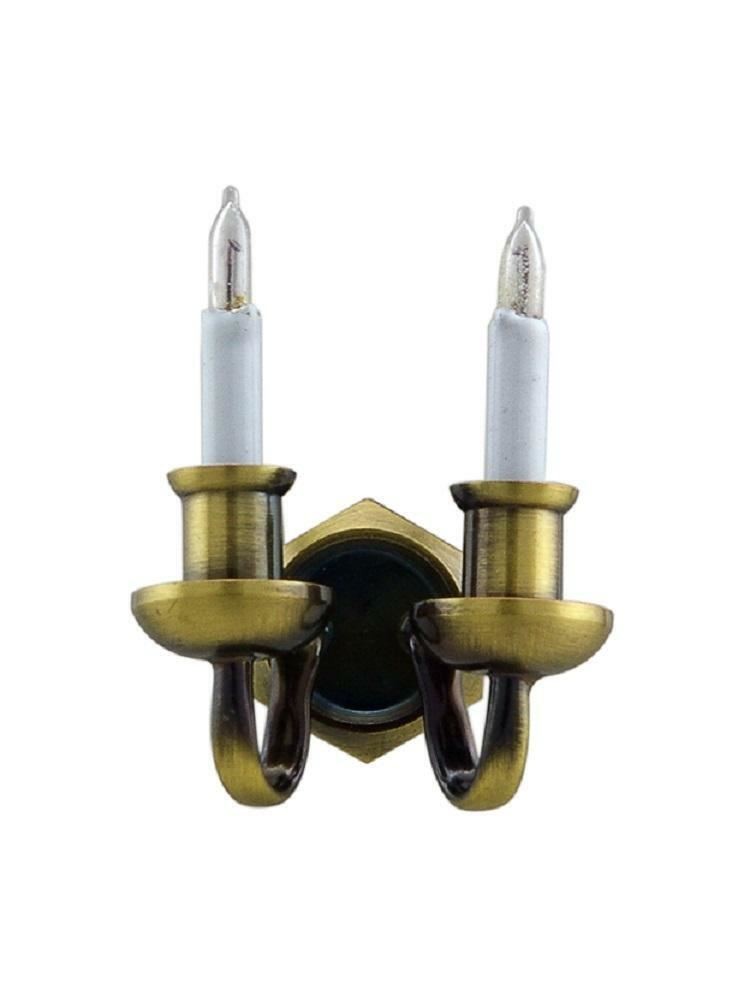 Dolls House Nostalgic Double Candle Wall Light Miniature Electric Lighting Lamp