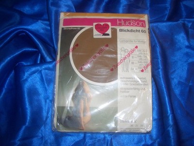 VINTAGE Hudson blickdicht 60 DEN Helanca Strumpfhose Gr. 45-47 extraweit SASKIA