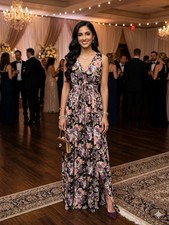 Windsor Floral Maxi Dress Sleeveless Strappy V-Neck Black Pink Purple Green