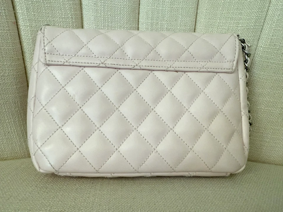 AS IS Janie & Jack quilted PETAL PINK little girl PURSE crossbody chain pastel - Image 2 of 4