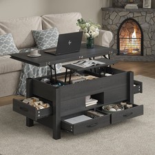 39" Lift Top Coffee Table with 4 Drawers, 180 Flip-Open Top, Hidden Storage