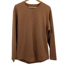 BYLT Drop Cut S/S Lux Brown Long Sleeve T Shirt Size L Stretch Casual Tan