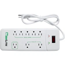 MaxLite 8 Outlet Energy Saving Power Strip / Surge Protector with Four Foot Cord