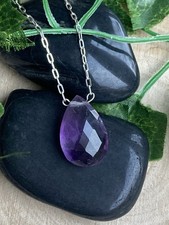 Faceted Amethyst Briolette Necklace Sterling Silver 925 Made With Swarovski