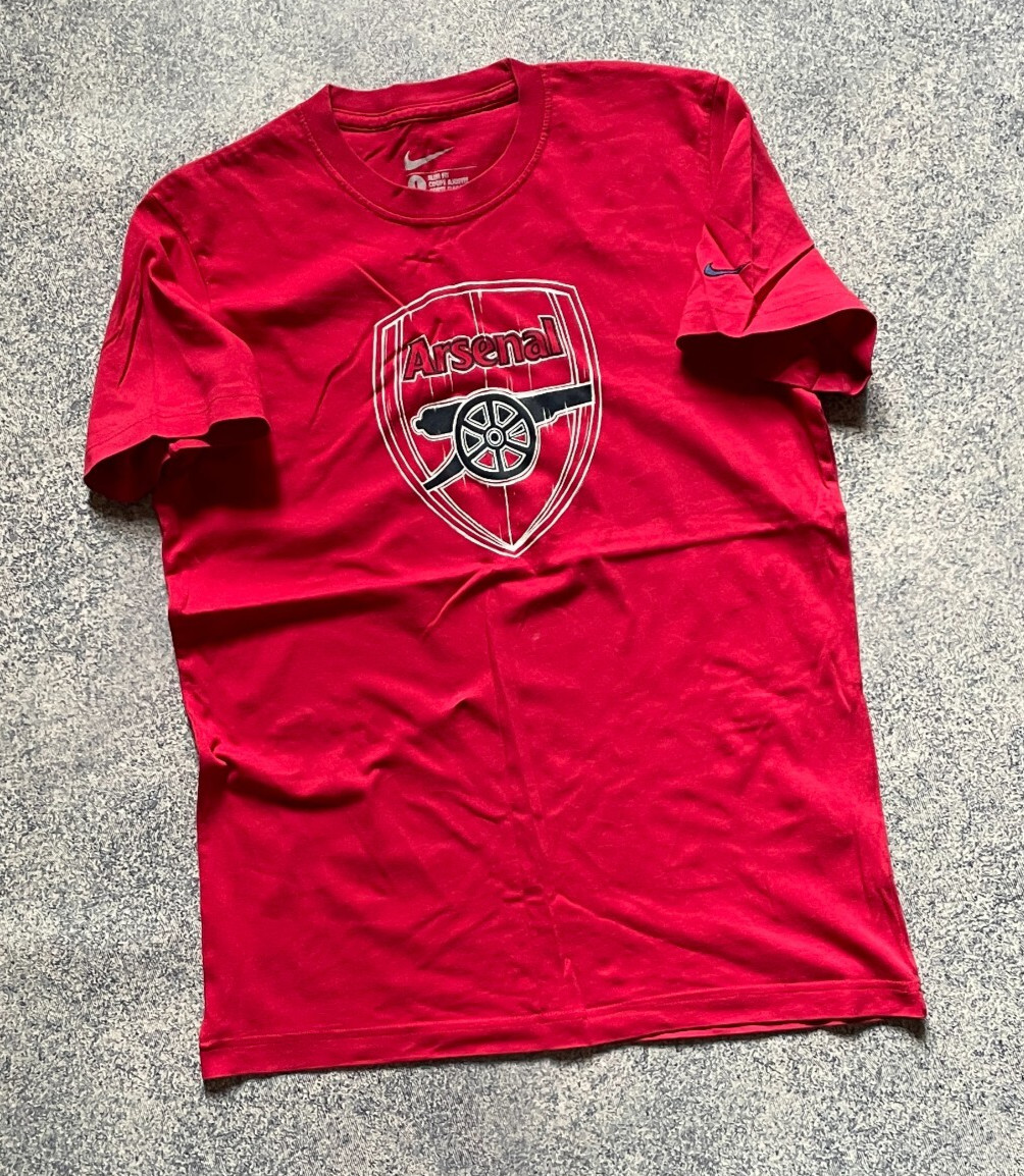 Nike Arsenal Shirt Red Cotton Mens L 516897 Football Soccer Jersey Vintage