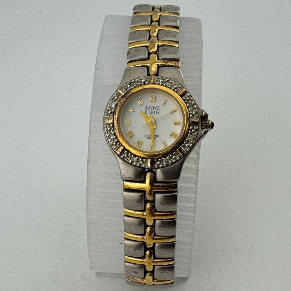 Anne Klein 瑞士石英表 12/7230 女士双色钻石全新电池 6.75 — 第 2/4 张图片
