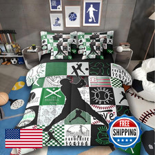 Erosebridal Baseball Bedding Queen Comforter Set Sheets Geometric Grid Black