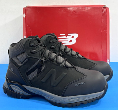 NIB 13 2E NEW BALANCE MENS ALLSITE EH PR WP COMP TOE WORK BOOTS MIDALLS BLACK