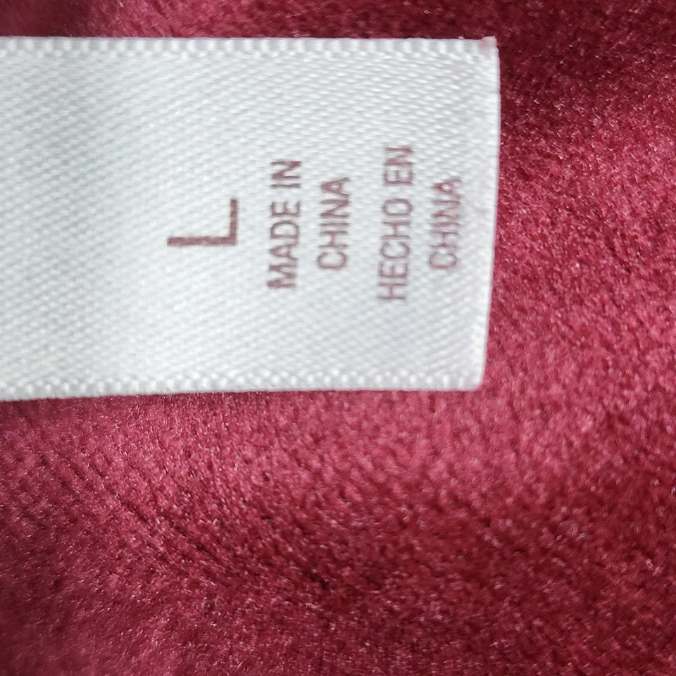 Gilligan & O'Malley Mujer Ropa de Dormir L Borgoña Pijama Top Terciopelo Manga Larga Foto 3 de 4