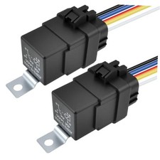 2 Pcs Waterproof Relay with Harness, 40 Amp SPDT Relay Switch, Tinned 5-Pin 12V