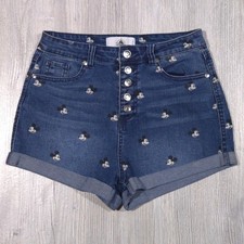 Disney Parks Mickey Mouse Jean Shorts All Over Blue Denim Cuffed Women Size 5 Jr