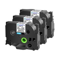 24mm Compatible Brother TZe-FX251 TZ-FX251 Black on White Flexible Label Tape x3