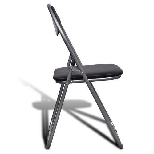 6x Sillas Plegables de Comedor Estructura Acero Cuero Sintético Negro vidaXL - Imagen 4 de 10