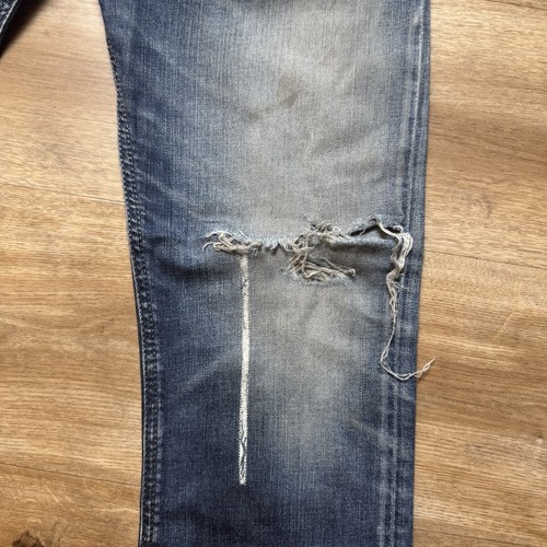 Jeans Diesel Uomo 31x30 Blu Belther Slim Gamba Conica Rockstar Traforato Strappato - Foto 5 di 15