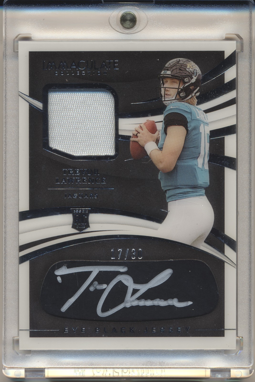 Trevor Lawrence 2021 Panini Immaculate Rookie Eye Black Patch Auto RC /30