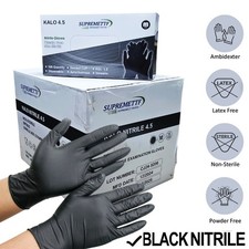 100 BLACK DISPOSABLE NITRILE GLOVES POWDER FREE LATEX FREE MEDICAL STRONG 1000