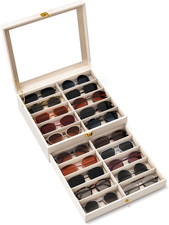 Sunglasses Organizer Storage Box - 20 Slots Eyeglass Display Case for Multiple P