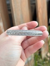 Judith Ripka Sterling Silver Braided Design Hinge Bangle