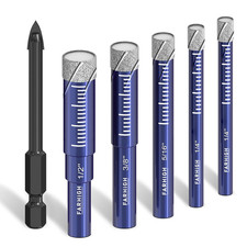 6 Pcs Diamond Drill Bit Set for Porcelain, Tile, Ceramic, Pots, Glass, Granite,