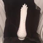 Vintage Fenton Art Glass Hobnail pattern white milk glass swung vase 13”