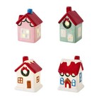 Mini Ceramic Holiday House Battery Operated Festival Winter Display Accent