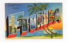 Greetings from Florida Big Letter Linen Postcard Posted 1964 to West Liberty OH