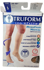 Truform Men Women 20-30 mmHg Compression Stockings Thigh High Closed Toe,Beige,M