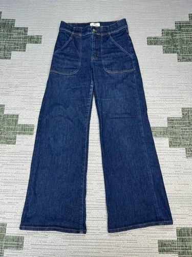 Frame Modern Pocket Wide Leg Jeans Womens 27 Blue Denim Cotton High Rise 28x30