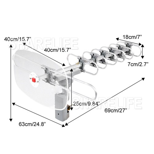 Outdoor TV Antenna Digital Rotating HD Amplified Aerial Signal Booster Remote - Picture 7 of 9