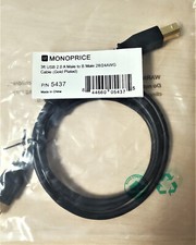 Monoprice USB A Male to B Male 2.0 Cable 28/24 AWG Gold Plated Black 3ft