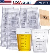 50 Pack Disposable Plastic Measuring Cups for Baking Cooking Epoxy Resin Mixing